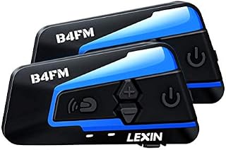 LEXIN 2pcs B4FM Motorcycle Bluetooth Intercom with FM Radio, Motorcycle Helmet Bluetooth Headset