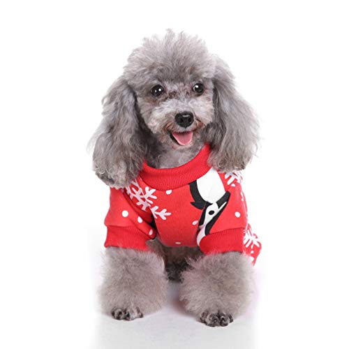 POPETPOP Dog Pajamas Pet Clothes Cat Onesie Dog Onesie Jumpsuits Pet Christmas Costume - Size, Red - Image 3