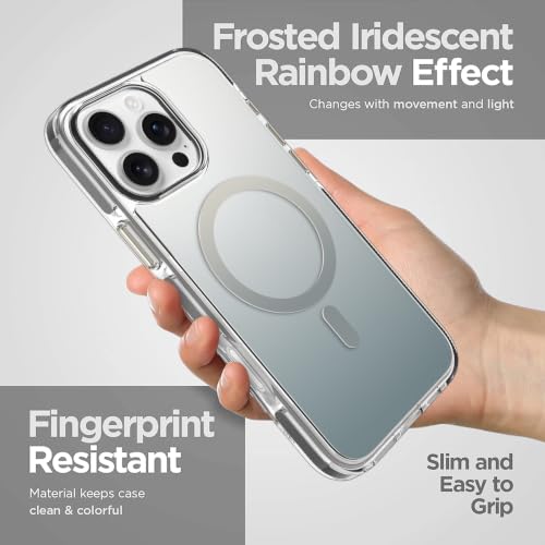 Image of Magnetic Case for iPhone 16 Pro Max [Compatible with Magsafe] [Anti-Yellowing] [1 Screen Protector] Slim Clear Iridescent Case for iPhone 16 Pro Max 6.9 inch 2024, Black