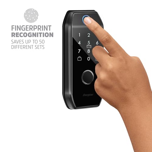 Energizer Smart Door Lock, Deadbolt with Keyless Fingerprint Entry, App Control, Anti-Peep Passcode Touchscreen, 2 Key Fobs & 2 Keys, Holds 50 Fingerprints, One-Touch & Auto-Lock, Doorbell - image 4