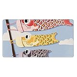 マウスパッド こいのぼり 富士山 和風 (6) 大型 ゲーミング 特大 おおきい ゴム底 光学式 マウス対応 滑り止め 耐久性 良い おしゃれ かわいい 防水 適度な表面摩擦 40cm X 75cm B95