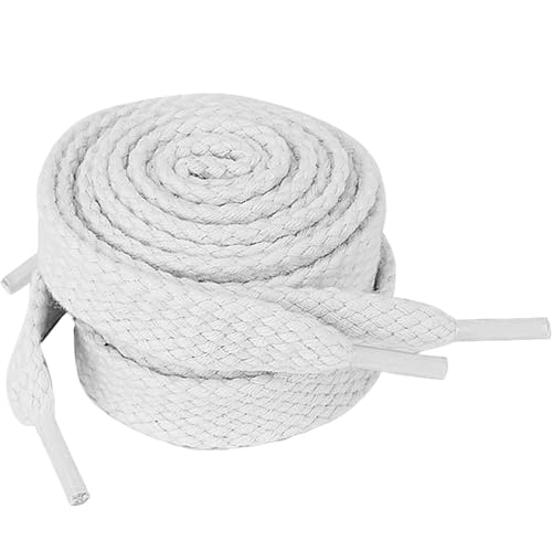 Vroxdrez Lacci Sportivi Piatti da 8mm per Scarpe Sportive e Sneakers in Diverse Combinazioni di Colore e Stile Comodi e Resistenti per Scuola, Palestra, Tempo Libero 1 paio（Bianco）