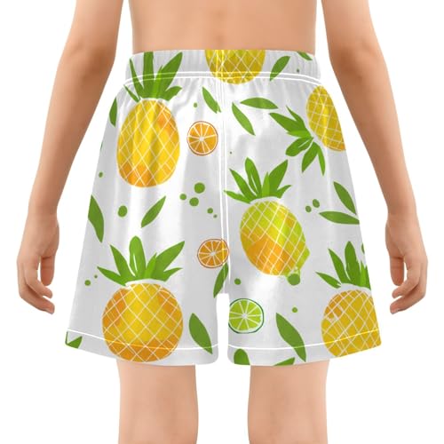 Boy Swim Trunks with Compression Liner Pineapples Boys Swim Shorts Quick Dry Beach Shorts3