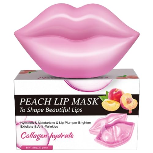 Máscara Labial de Durazno,Mascarilla Labios,Aquaphor Labios Mascara,Colágeno Lip Mask,Hidratantes Mascarillas de Labios,Parches Labiales Hidratantes Nutritivos,Exfoliante de Labios,20PC