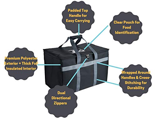 Pursetti Insulated Food Delivery Bag-Made from Premium Commercial Grade Materials to Fit 4 Full-Sized Chafing Steam Table Pans to Keep Food Hot or Cold
