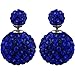 Cute Fashion Double Sided Ball Imitation Crystal Diamond Rhinestone Pearl Studs Sparkling Earring Locking Set,Deep Blue