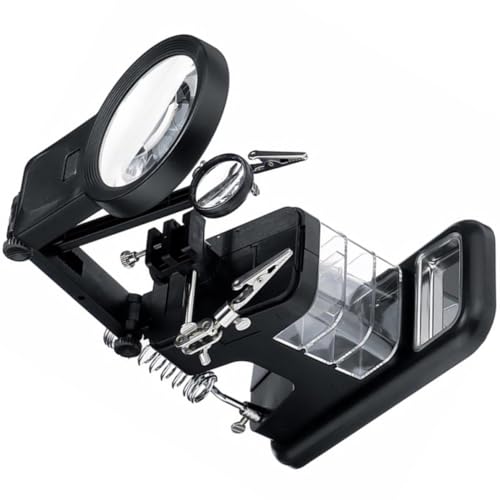Estación de soldadura con lupa LED Cabilock y pinzas de cocodrilo para electrónica