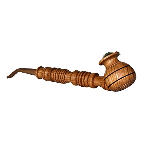 Handmade Wooden Smoking Pipe Metal Bowl Cover Tobacco (Amber)