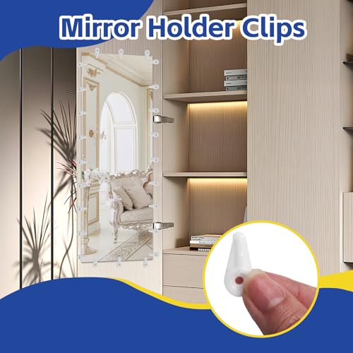 Image of 25pcs Mirror Hanging Clips, Glass Retainer Clips, Plastic Mirror Mounting Clips Hanging Hardware for Fixing Window Glass Cabinet Door (White)