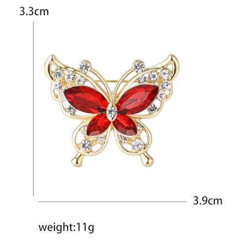 Image of coadipress Butterfly Brooch Pins Chic Romantic Elegant Rhinestone Crystal Insect Brooch Pin Women Corsage Scarf Shawl Clothing Accessories Wedding Party Banquet