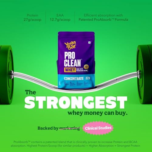 Image of Yogabar ProClean Whey Protein Concentrate 1kg | 27g Protein per Serve | Unflavoured Whey Protein Powder | Clean & Light | Patented & Clinically Tested Pro-Absorb Blend