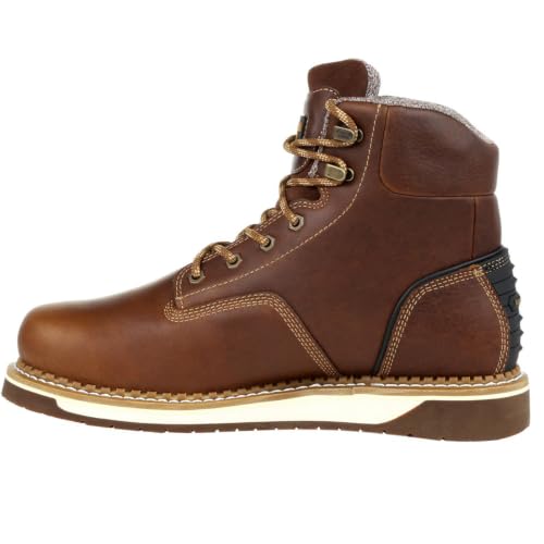 Georgia Boot AMP LT Wedge Steel Toe Waterproof Work Boot, Brown, Size 8(M)