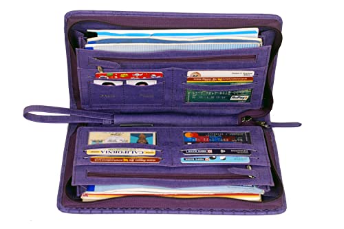 Image of Sukeshcraft Multiple Cheque Book Holder | Original PU Holds Upto 8 Cheque Books, Purple