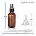 Olilia 2 oz Amber Glass Spray Bottles 12 Pack, with Black Fine Mist Sprayer Funnel Transfer Pipettes