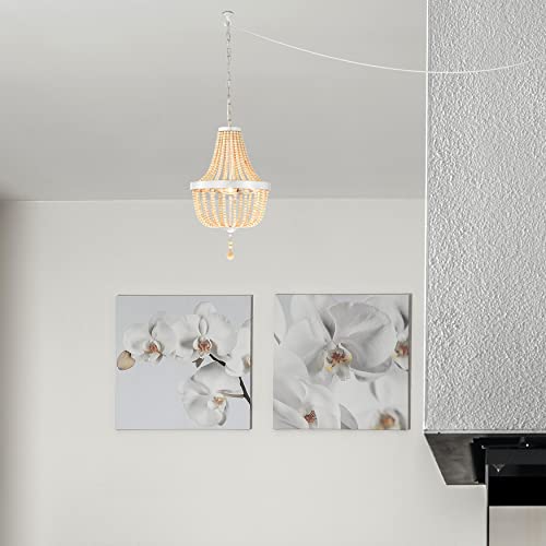 Wood Beaded Chandelier Plug In Chandelier Lighting 3 Lights Farmhouse Chandelier Small Boho Chandelier For Bedrooms #TOP5