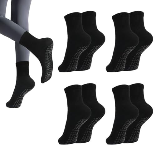 AOOWU 4 Paia Calze Antiscivolo Donna e Uomo, Calzini Yoga