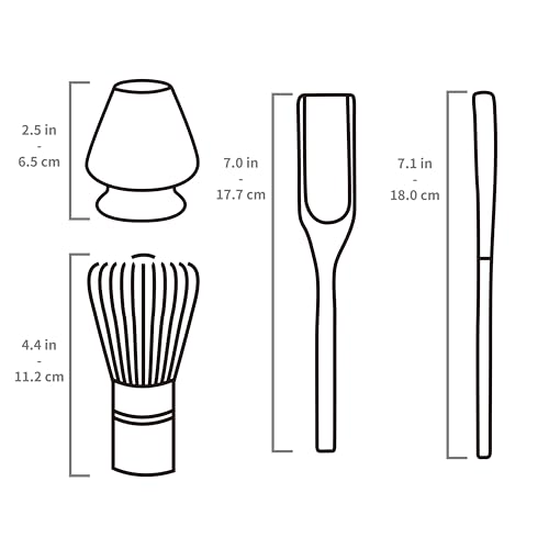 TEANAGOO Matcha Set, Bamboo Whisk (Chasen), Matte Black Whisk Holder, Traditional Scoop (Chashaku) - Image 3