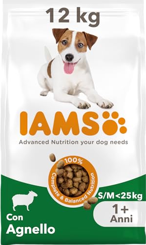 IAMS cibo secco per cani con agnello - Cibo secco per cani adulti a partire da 1 anno, adatto a cani di piccola e media taglia, 12 kg