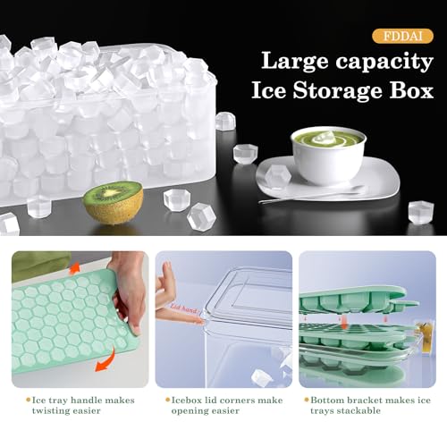 Fddai Small Ice Cube Tray For Freezer: Fddai Easy Release Ice Cube Maker - Stackable Cubed Ice Trays And Bin thumb #2