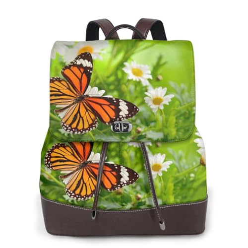Sac à dos ordinateur portable cuir noir étanche et confortable à motif papillon