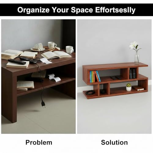 Image of FURLAY Zentro Woodland Coffee Table for Living Room, Modern Engineered Wood Center Table with Multi-Level Open Storage Shelves, 90 x 40 x 40 cm (FWCT2-Woodland)