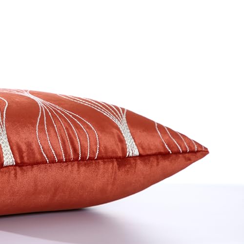 Image of Home - The Best is for You Luxurious Velvet Rust Cushion Covers Embroidered - Pack of 2, 16x16 Inch
