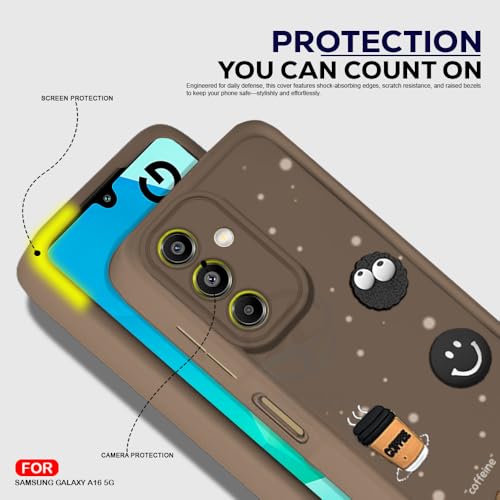 Image of AESTMO Back Case Cover for Samsung Galaxy A16 5G Cover | Cute Fun Cartoon 3D Ball | Coffee Silicone Case | Full Body Protection | Camera Protection Back Cover for Samsung Galaxy A16 5G (Brown)