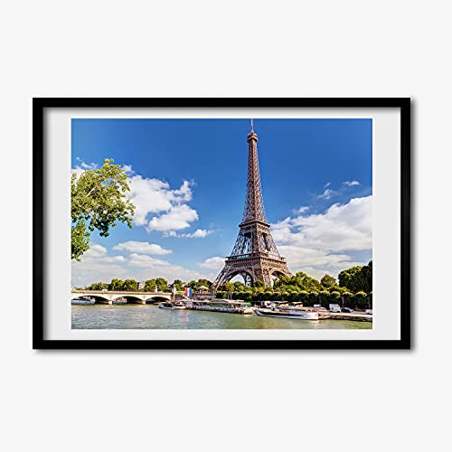Cadre photo Paris Tour Eiffel Tulup en bois MDF 60x40 cm pour tableau décoratif moderne