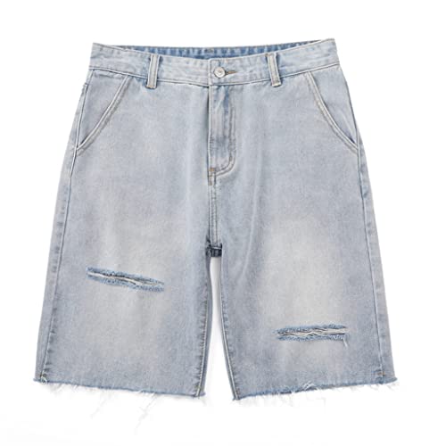 Shorts en denim respirant YXWYXWA avec trous amples style tube polyvalent