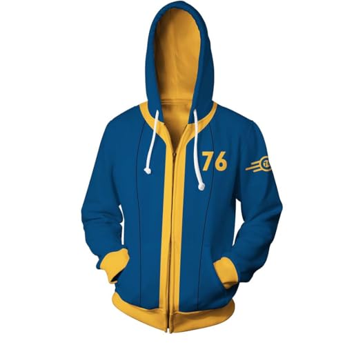 Image of COSLANDERS Unisex Vault Dweller Hoodie Mens Vault Dweller Pullover Halloween Fall out 33 Costume Hoodie (STYLE2, L)
