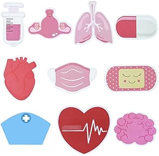 KRUCE 10 Pack Mini Nurse Sticky Notes Sets,Nurse Stationary Sticky Notes,Booklet Self Stick Note Pads for Hospital School Memorandum Supplies(Pink)