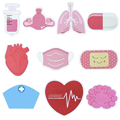 KRUCE 10 Packungen Mini Krankenschwester Haftnotizen Sets, Krankenschwester Schreibwaren, Krankenschwester,Selbstklebende Notizblöcke für Krankenhaus Schule Memorandum Supplies (Rosa) Cover