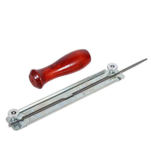 Liukouu 1x Chainsaw Saw Chain File & Filing Sharpening Kits with Wooden Holder Tool 4.0mm/4.8mm/5.5mm(4.0mm)