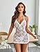 Avidlove Wedding Lingerie for Women Sexy Lace Babydoll Pearls Chemise Mesh Lingerie Dress Halter Boudoir Nightwear (White X-Large)