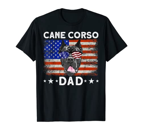 Bandera americana Vintage USA Cane Corso Dad Dog Camiseta
