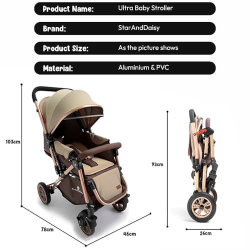Image of StarAndDaisy Baby Strollers / Pram for 0-3 Year Boys & Girls with Foldable Design, Food Tray, 4 Wheel Suspension, Easy to Convertible& Adjustable Seat, 5 Point Safety Belt, Light Weight & Convenient-Beige