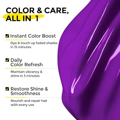 Image of COLORLOMO Semi Permanent Hair Color Depositing Conditioner, Purple | 3 Minutes Magic Refresh & Boosts Color For Bleached & Color-Treated Hair, Nourishing Formula, Vegan & Cruelty-Free, 6 Oz
