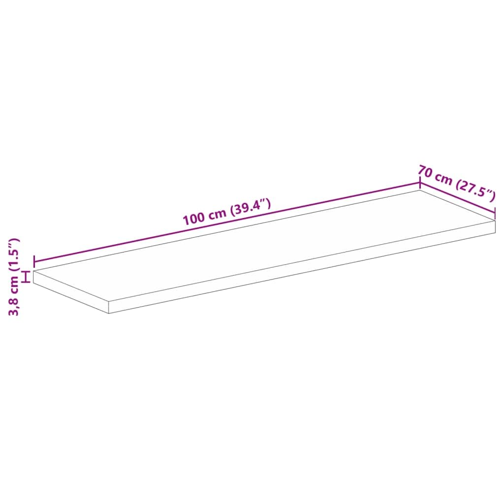 vidaXL Piano per Tavolo 100x70x3,8cm Rettangolare Legno Massello Mango