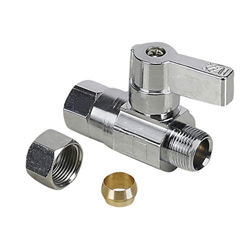 Image of Midline Valve 27-GT38-OM-5 Water Supply Stop Valve with Quarter Turn HANDLE ; One Piece Design; 3 /8 in. FIP x 3 /8 in. MIP; Chrome Plated Brass (5 Pack)