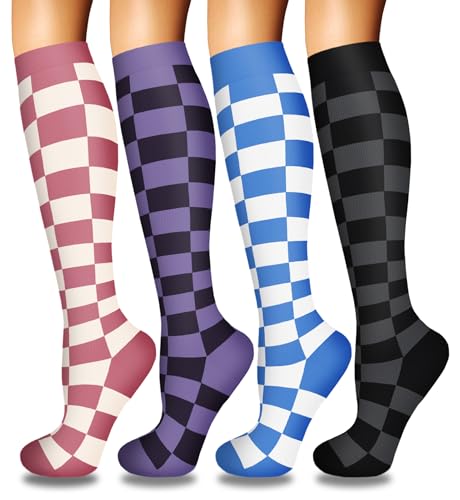 Image of 4 Pairs Compression Socks for Women Circulation-Best Support for Nurses,Running,Athletic,Travel
