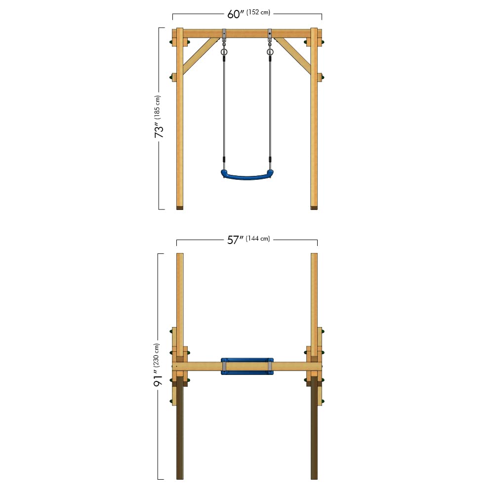 Columpio Infantil WICKEY Smart One Azul - Columpio con Estructura de Columpio, Columpio Individual, Columpio de Madera para el jardín