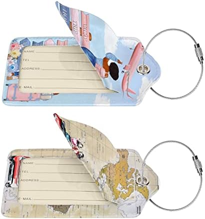 2 Pack Travel Luggage Tags for Suitcases Women Men Kids, Bag Tags for Leather Luggage with Waterproof Suitcase Tags Privacy Cover Name ID Label Steel Loop for Travel Bag Suitcase (Travel) 3 2 Pack Travel Luggage Tags for Suitcases Women Men Kids, Bag Tags for Leather Luggage with Waterproof Suitcase Tags Privacy Cover Name ID Label Steel Loop for Travel Bag Suitcase (Travel)
