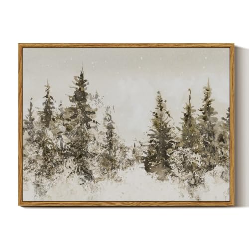 InSimSea Vintage Christmas Winter Framed Wall Art, Forst Pine Tree,12x16In