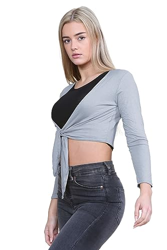 Cárdigan corto gris de manga larga ideal para combinar con vestidos de noche 2