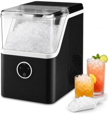 Anypro Nugget Ice Maker Countertop, 6-13 Min Fast Ice, 42 Lbs/24H Soft Chewable Pebble Ice Maker, Self-Cleaning Portable Pellet Ice Machine with Basket & Scoop, Sonic Style Ice Maker for Home & Office
