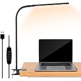 LED デスクライト クリップライト 1300LM 超高輝度 柔らかい光技術採用 明るくてまぶしくない 電気スタンド USB給電 3段階調色 10段階調光 長くした48cmアーム 360°角度調整自由自在 オシャレ コンパクト クリップ式 led 読書灯 卓上ライト 学習机 (ブラック)