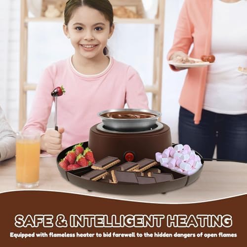 Elektrisches Fondue-Set mit abnehmbaren Tabletts, flammenlose Schokoladenschmelzstation für Partys, Familien-Leckereien und Dessert-Liebhaber