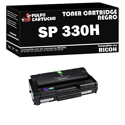 Pulpo Cartucho   Toner Genérico SP 330H Negro Compatible con Ricoh 408281 / Type SP330H   Valido para Impresoras SP 330, SP 330DN, SP 330SFN, SP 330SN