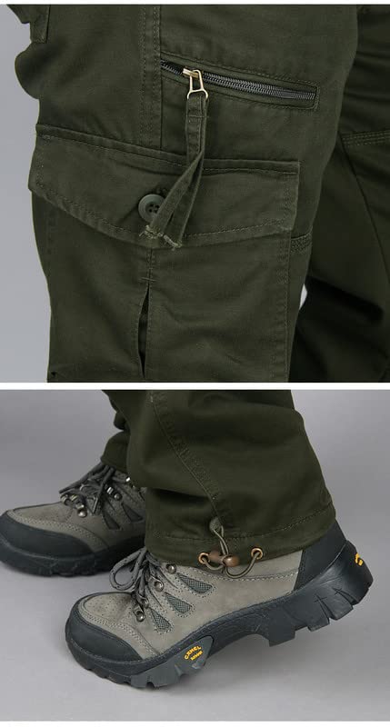 Shanghai Story Men Outdoor Cargo Pant Lightweight Tactical Pant Hiking Jogger Classic Fit Multi Pockets Army Green L