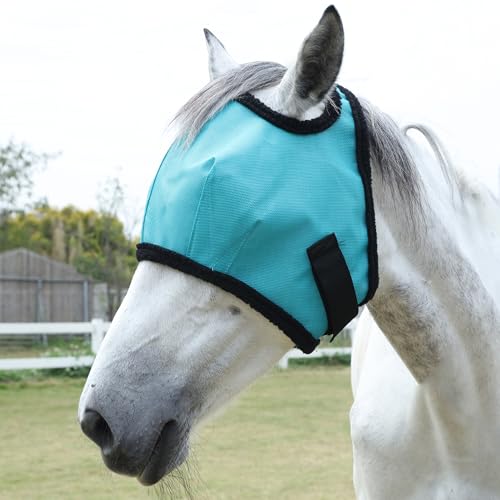 LEAFOREST Horse Fly Mask UV Protection Mesh All Round Without Ears for Donkey Equine Horses Lake Blue Full
